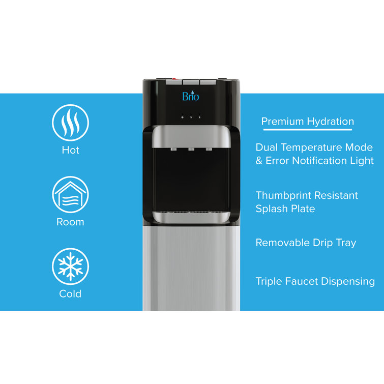 Brio Black/Stainless Steel Freestanding Bottom Loading Electric Water